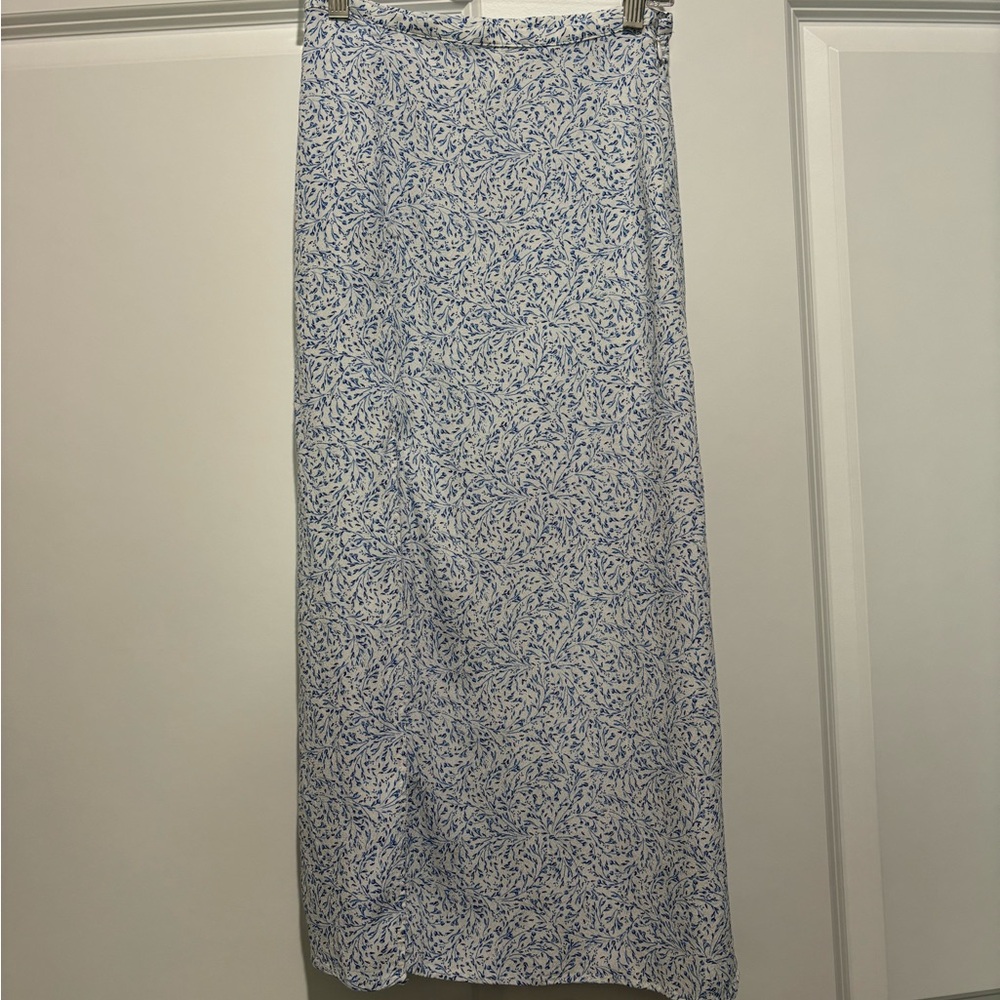 Floral Midi Skirt With Slit